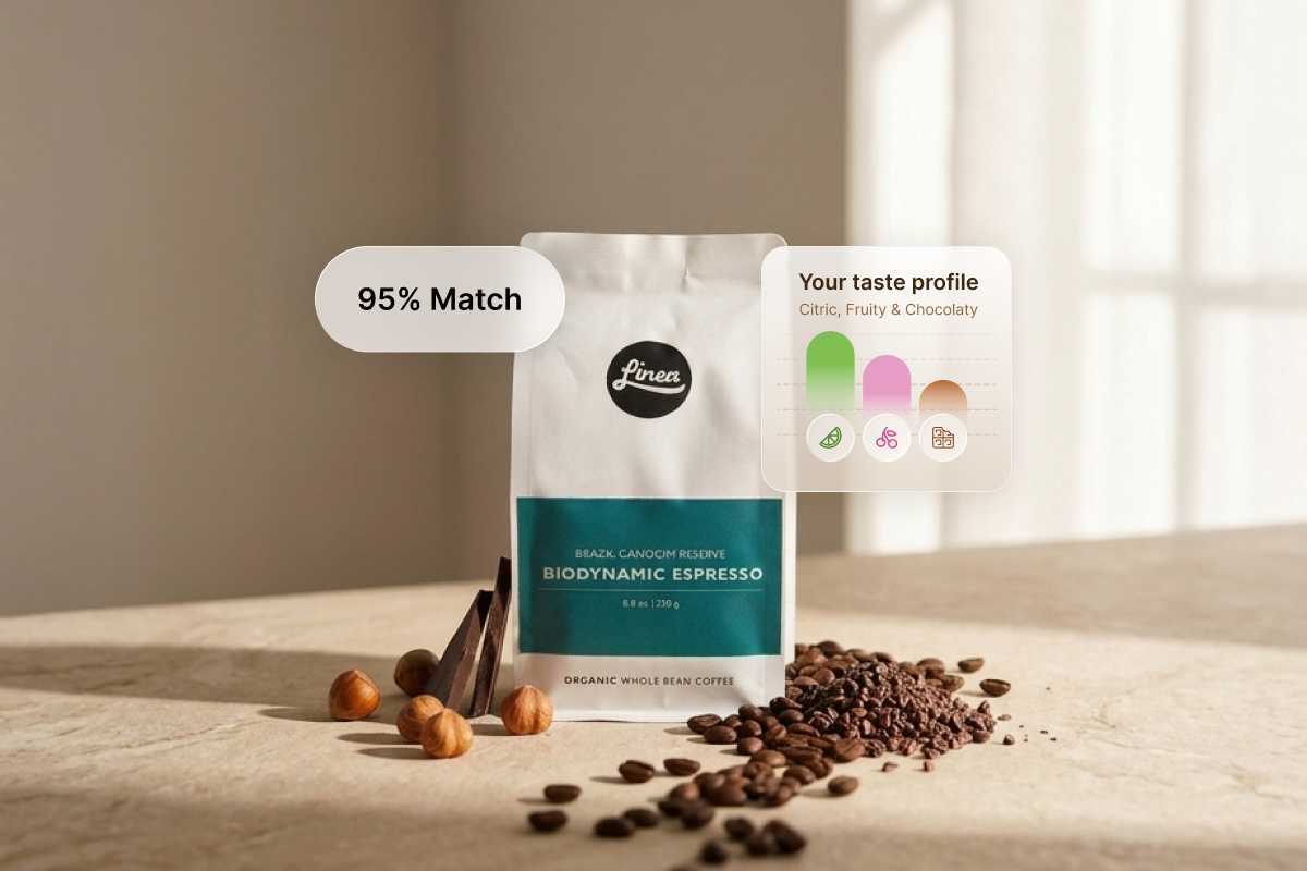 Linea Caffe specialty coffee bag with personalized match score on Siip