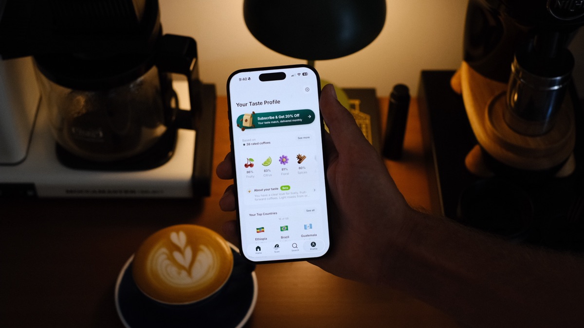 The Siip app taste profile showing top flavors and origins built from rated coffees